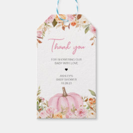 ピンクフローラリトルカボチャ赤ちゃんシャワーメッセージカード ギフトタグ
