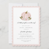 ピンクフローラリトルカボチャ赤ちゃんシャワー 招待状 (正面)