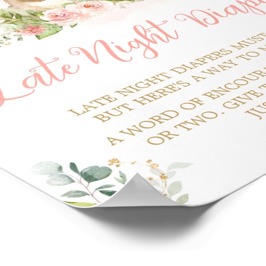 ピンクフローラリトルバニーレイトナイトおむつ ポスター (角)