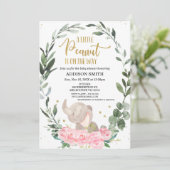 ピンクフローラリトルピーナッツエレファントベビージャーシャワー 招待状 (スタンド正面)