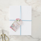 ピンクフローラリトルピーナッツベビーシャワーメッセージカード ギフトタグ (より糸付き)