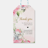 ピンクフローラリトルピーナッツベビーシャワーメッセージカード ギフトタグ (正面)