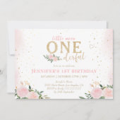 ピンクフローラリトル恋しく思オネダーフル1歳の誕生日 招待状 (正面)