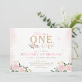 ピンクフローラリトル恋しく思オネダーフル1歳の誕生日 招待状 (スタンド正面)