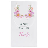 ピンクフローラリボンブライダルシャワー スモールペーパーバッグ (裏面)