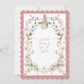 ピンクフローラリボンベビーバニーベビーシャワー 招待状 (裏面)