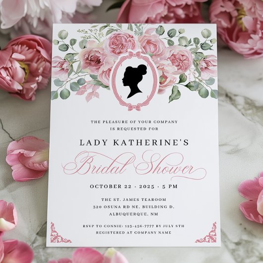 ピンクフローラリージェンシーエラブライダルシャワー招待 招待状