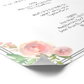 ピンクフローラリージェンシーブライダルシャワーカクテルメニュー ポスター (角)