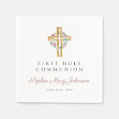 ピンクフローラリースガールファースト聖餐式 スタンダードカクテルナプキン (正面)