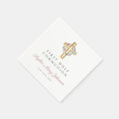 ピンクフローラリースガールファースト聖餐式 スタンダードカクテルナプキン (角)