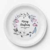 ピンクフローラリースクリスマス ペーパープレート (正面)