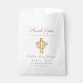 ピンクフローラリースクロスガールファースト聖餐式 フェイバーバッグ (正面)