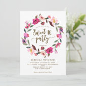 ピンクフローラリーススウィート16パーティー招待状 招待状 (スタンド正面)