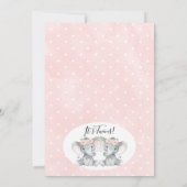 ピンクフローラリースツインエレファントベビーシャワー 招待状 (裏面)