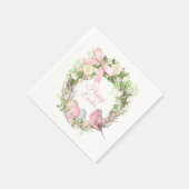 ピンクフローラリースハッピーイースター スタンダードカクテルナプキン (角)
