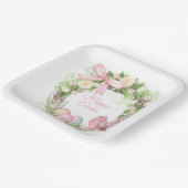 ピンクフローラリースハッピーイースター ペーパープレート (傾斜あり)