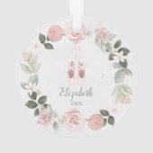 ピンクフローラリースバレエスリッパパーソナライズされたー オーナメント (裏面)