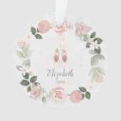 ピンクフローラリースバレエスリッパパーソナライズされたー オーナメント (正面)