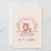 ピンクフローラリースベアズベビーシャワー招待状 招待状 (裏面)