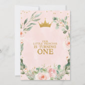 ピンクフローラリースリトルプリンセス第1誕生日 招待状 (裏面)