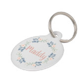 ピンクフローラリース名前をカスタムするドッグキャット ペット　ネームタグ (側面)