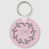ピンクフローラリース水彩バラ野花 キーホルダー (裏面)