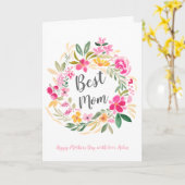 ピンクフローラリース水彩写真母の日 カード (黄色い花)