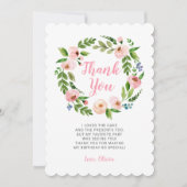 ピンクフローラリース牡丹誕生日サンキューカード 招待状 (正面)