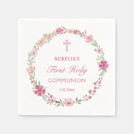 ピンクフローラリース第1聖餐式 スタンダードカクテルナプキン