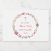 ピンクフローラリース第1聖餐式 スパークリングワインラベル (シングルラベル)