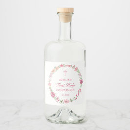 ピンクフローラリース第1聖餐式 リキュールボトルラベル