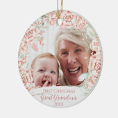 ピンクフローラリース素晴らしおばあちゃん初めてのクリスマス セラミックオーナメント (左)