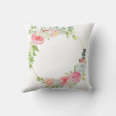 ピンクフローラリース パーソナライズされた クッション (裏面)