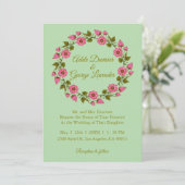 ピンクフローラリースI結婚式招待状 招待状 (スタンド正面)