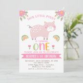 ピンクフローラレインボーズリトルピギー1st誕生日 招待状 (スタンド正面)