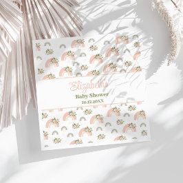 ピンクフローラレインボーベビーシャワーナプキン スタンダードランチョンナプキン