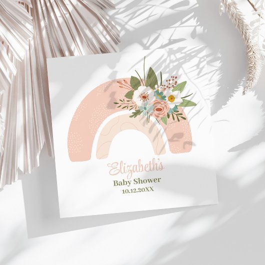 ピンクフローラレインボーベビーシャワーナプキン スタンダードランチョンナプキン