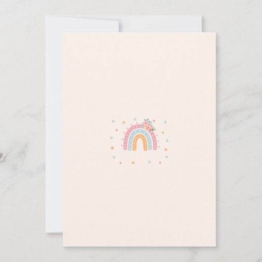 ピンクフローラレインボーベビーシャワー女の子 招待状 (裏面)