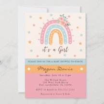 ピンクフローラレインボーベビーシャワー女の子