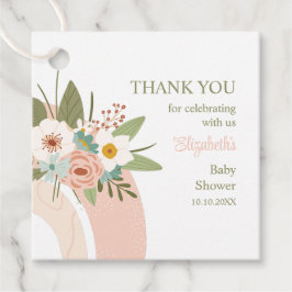 ピンクフローラレインボーベビーシャワー フェイバータグ