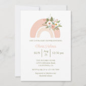 ピンクフローラレインボーベビーシャワー 招待状 (正面)