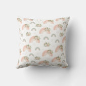 ピンクフローラレインボー名前をカスタムする枕 クッション (裏面)