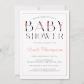 ピンクフローラレターベビーシャワー 招待状 (正面)