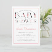 ピンクフローラレターベビーシャワー 招待状 (スタンド正面)