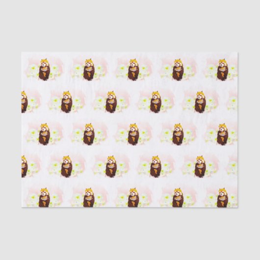 ピンクフローラレッドパンダママベビーティッシュペーパー 薄葉紙 (正面)