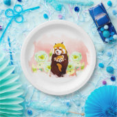 ピンクフローラレッドパンダ紙プレート9" ペーパープレート (パーティー)