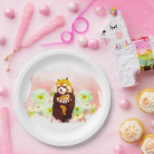 ピンクフローラレッドパンダ紙プレート9" ペーパープレート (パーティー)