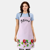 ピンクフローラレディバグ女性の名前エプロン エプロン (着用した状態)
