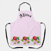 ピンクフローラレディバグ女性の名前エプロン エプロン (正面)