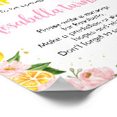 ピンクフローラレモンガール誕生日タイムカプセルサイン ポスター (角)